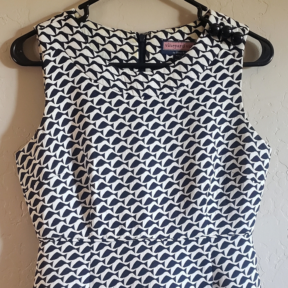 Vineyard Vines Dress Womens Navy White Whale Pattern 4 Lined Zippered Classic - Picture 4 of 11